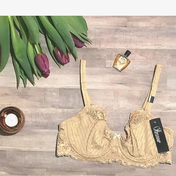 36D Paramour 115353 Stripe Delight UW Bra Fawn Nude‎ NWT - Picture 6 of 14